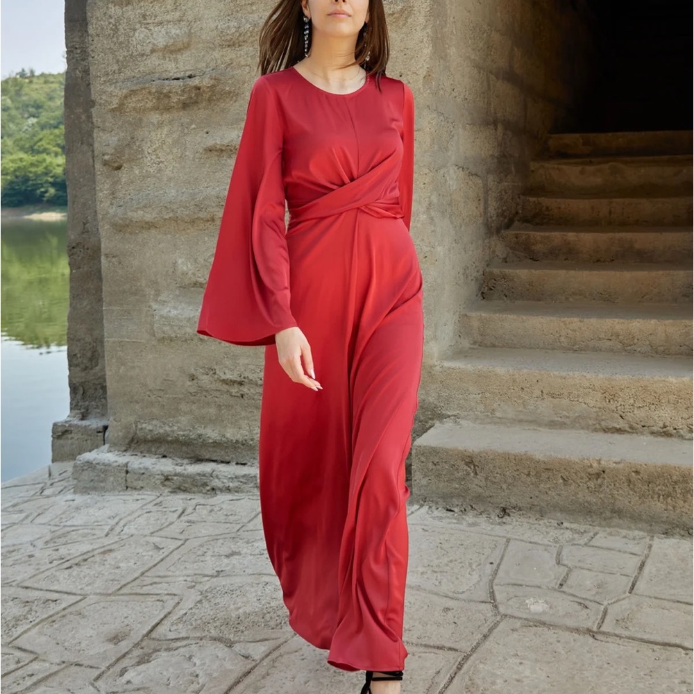 COPY - APHRODITE Maxi Dress - Ruby Red. Satin Maxi dress. Amariah Satin Dress